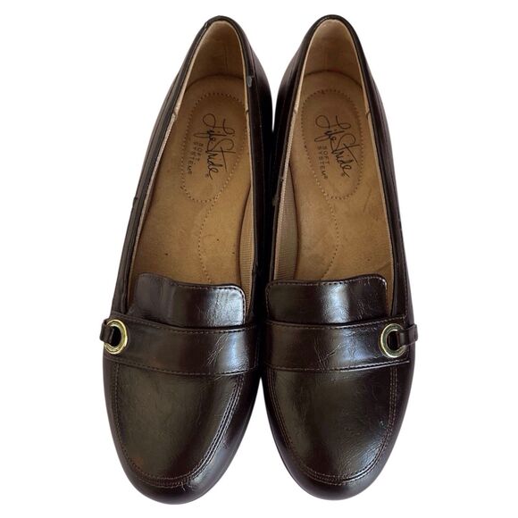 LifeStride Pattie Penny Loafers Brown Faux Leather Casual Shoes Womens Size 6 - Picture 2 of 9